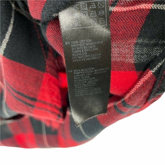 Forever21 Women's Plaid Long Sleeve Button-Up Shirt Red Cotton - Picture 4 of 8